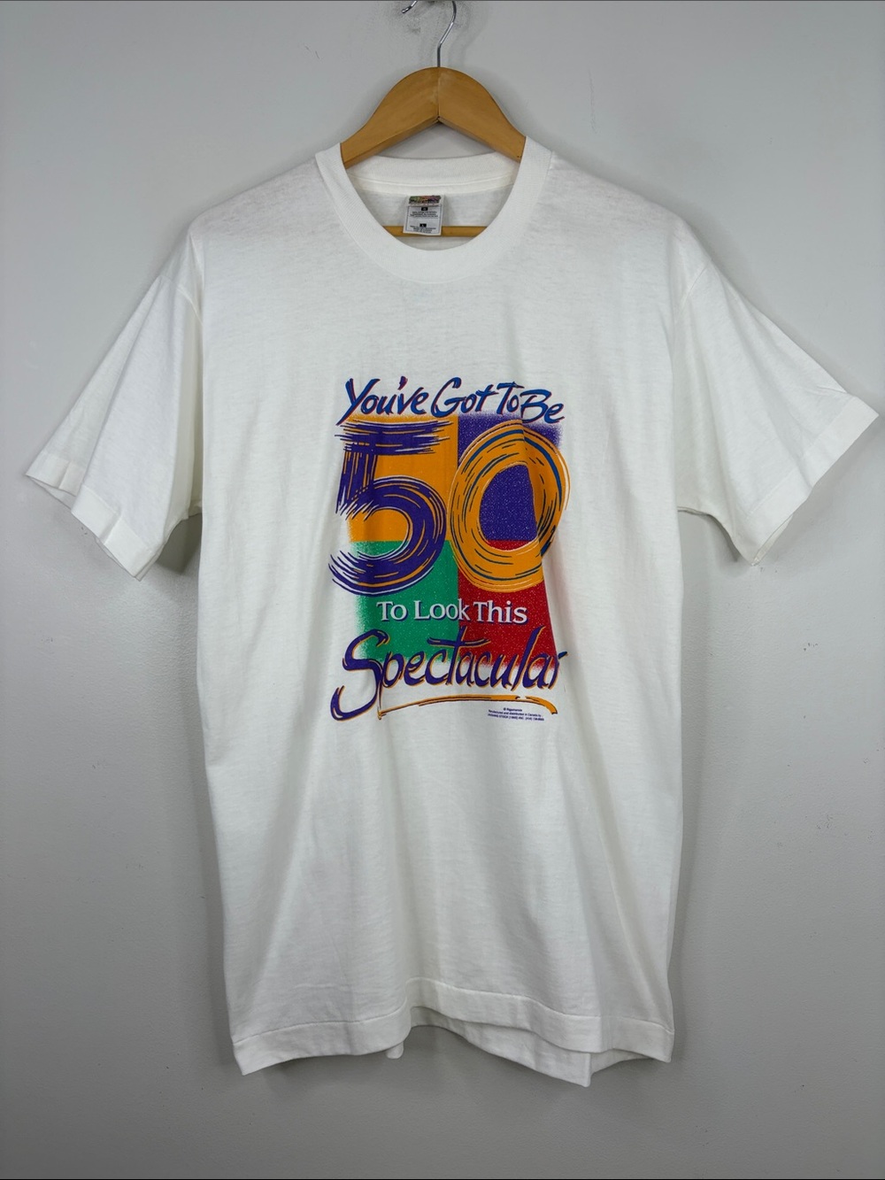 Vintage 90s T Shirt Mens Large White Cotton 50th Birthday Funny Joke Gift Canada
